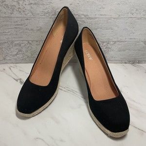 J CREW Seville Espadrille Wedge Canvas Modern Black Women's Size 11 MSRP 118